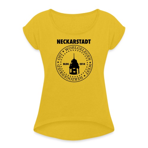 Neckarstadt Blog seit 2014 (Logo dunkel) - Frauen T-Shirt mit gerollten Ärmeln