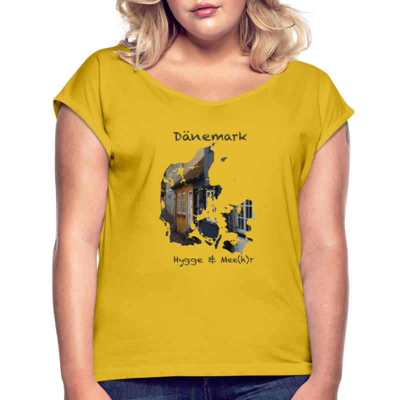 Dänemark Hygge & Mee(h)r Alte Häuser - Frauen T-Shirt mit gerollten Ärmeln