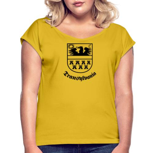 Siebenbürgen-Wappen Transylvania sw - Frauen T-Shirt mit gerollten Ärmeln
