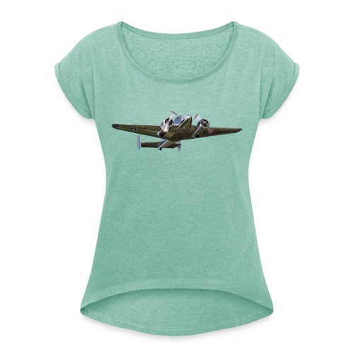 Beechcraft 18 - Frauen T-Shirt mit gerollten Ärmeln