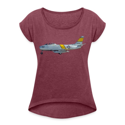 F-86 Sabre - Frauen T-Shirt mit gerollten Ärmeln