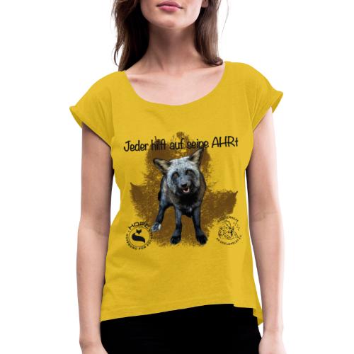 Ahrtal Shirt Shadow Wildtierhilfe - Frauen T-Shirt mit gerollten Ärmeln
