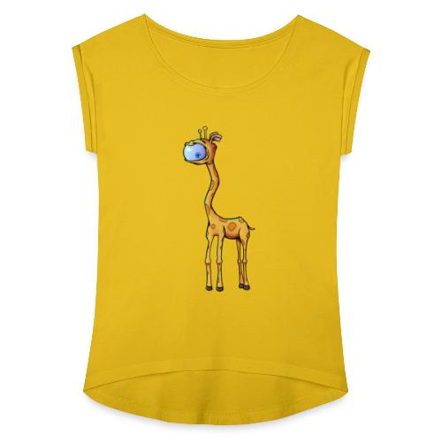 Einäugige Giraffe - Frauen T-Shirt mit gerollten Ärmeln