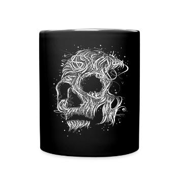A skull made of fine lines and ornaments - Full Colour Mug - black - Front