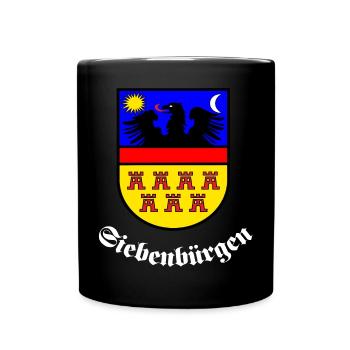 SIebenbürger-Sachsen Wappen "Siebenbürgen" W - Tasse einfarbig - Schwarz - Vorne