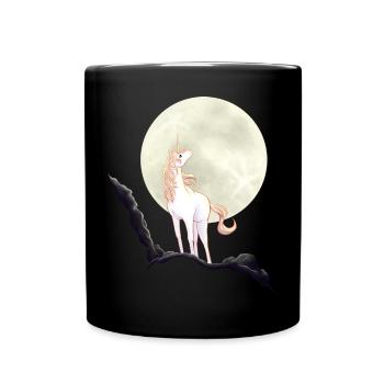 Einhorn vor Mond - Tasse einfarbig - Schwarz - Vorne