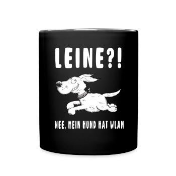 Leash - Nee my dog has Wi-Fi - Dogs - Gift - Full Colour Mug - black - Front