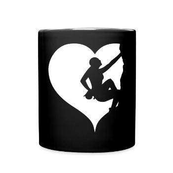 Klettern Bouldern Sportklettern Freiklettern Damen - Tasse einfarbig - Schwarz - Vorne