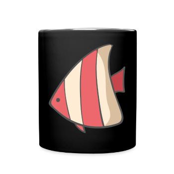 Fisch gestreift - Tasse einfarbig - Schwarz - Vorne