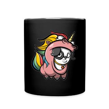 Dog in unicorn costume - Full Colour Mug - black - Front
