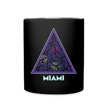 Palmenblätter Neon Dreieck Miami Geschenkidee - Tasse einfarbig - Schwarz - Vorne