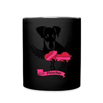 Pinscher winged heart - Full Colour Mug - black - Front