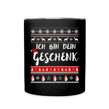 Weihnachten - Ich bin dein Weihnachtsgeschenk - Tasse einfarbig - Schwarz - Vorne