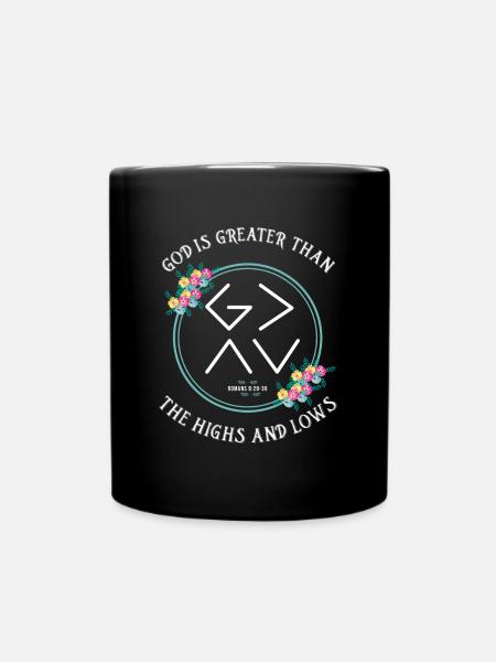God is greater than the ups and downs - Full Colour Mug - black