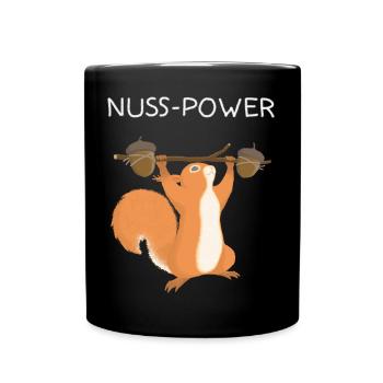 Eichhörnchen Nuss Power - Tasse einfarbig - Schwarz - Vorne