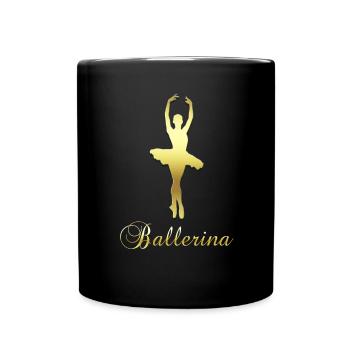 Ballerina Tanz Tänzerin Ballet Gold - Tasse einfarbig - Schwarz - Vorne