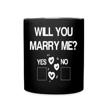 marriage proposal funny request love wedding humor - Full Colour Mug - black - Front