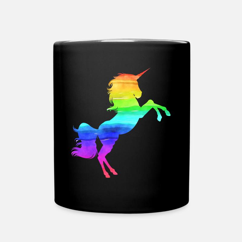 Unicorn rainbow - Full Colour Mug - black