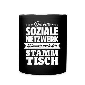 Bestes soziales Netzwerk: STAMMTISCH - Tasse einfarbig - Schwarz - Vorne