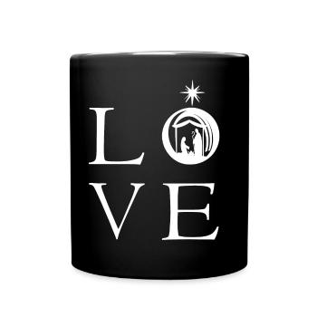 Love Christmas 2- L’écriture d’amour avec la crèche Jésus - Mug uni - noir - Devant