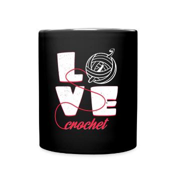 Love crochet | Typography Statement Needle Gift - Full Colour Mug - black - Front