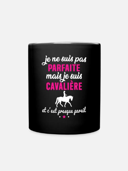 je ne suis pas parfaite mais je suis cavalière - Mug uni - noir