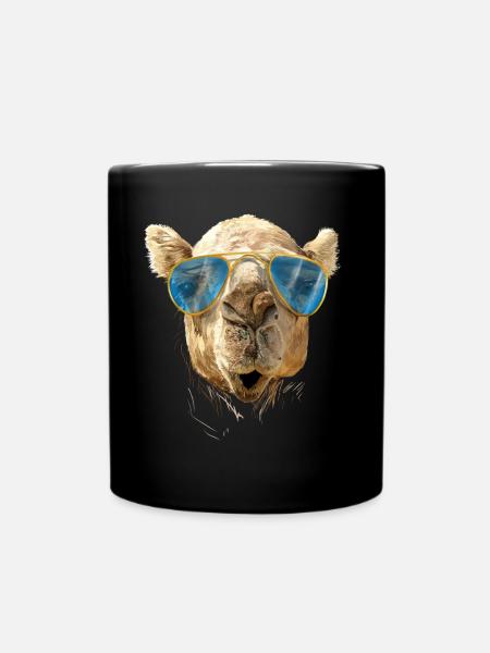 Kamel mit Sonnenbrille - Tasse einfarbig - Schwarz