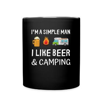 Simple man beer campfire camping camper - Full Colour Mug - black - Front