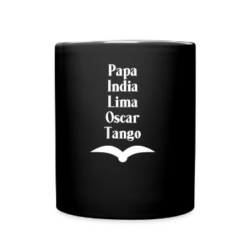 Pilot alphabet PILOT | Flight ticket gift - Full Colour Mug - black - Front