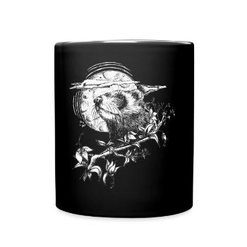 Ferret on the background of the moon - Full Colour Mug - black - Front