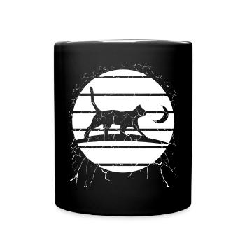 Cat in the Moonlight – Night Walk - Full Colour Mug - black - Front