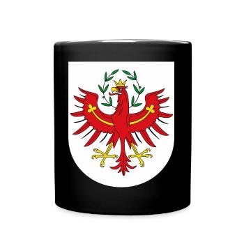 Tirol, Tiroler Adler mit Hintergrung - Tasse einfarbig - Schwarz - Vorne