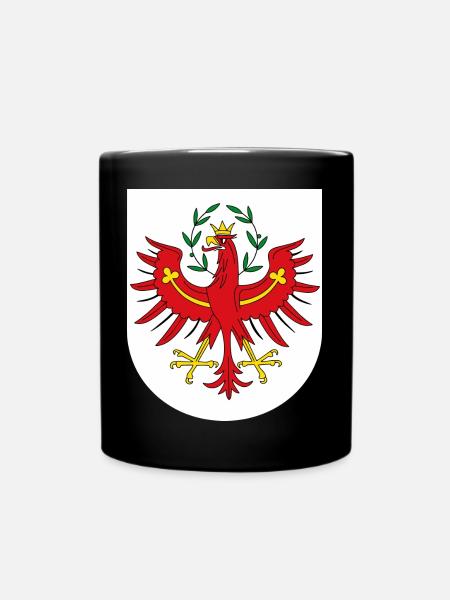 Tirol, Tiroler Adler mit Hintergrung - Tasse einfarbig - Schwarz