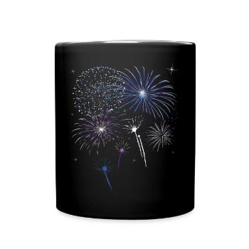 Feu d'artifice coloré avec des étoiles. - Mug uni - noir - Devant