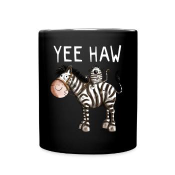 Yee Haw Zebra - Zebras - Katze - Katzen - Geschenk - Tasse einfarbig - Schwarz - Vorne