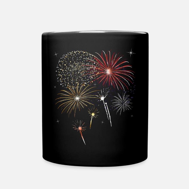 Silvester. Beautiful firework with stars. - Full Colour Mug - black