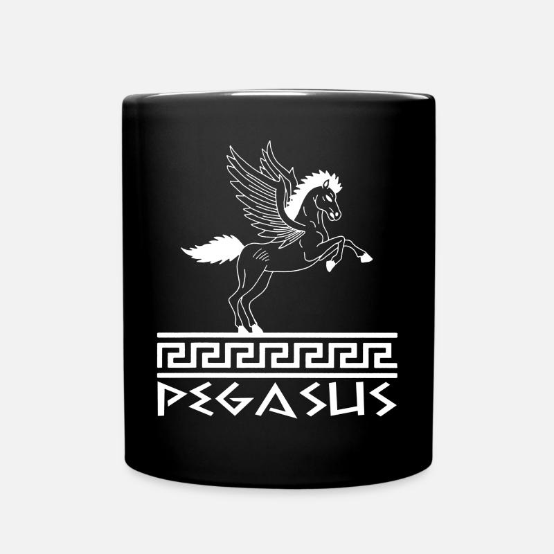 White Pegasus Horse - Full Colour Mug - black