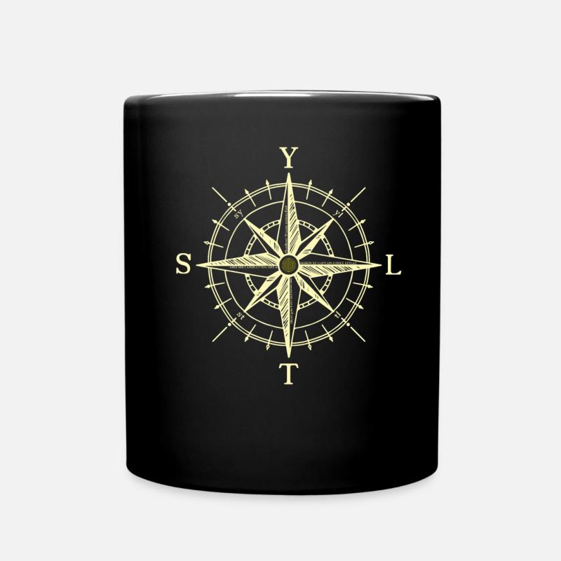 SYLT Kompass creme - Tasse einfarbig - Schwarz