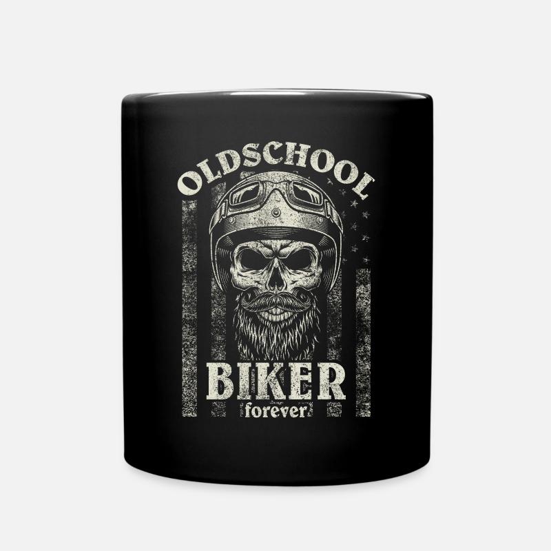 Crâne de moto Old School Biker Forever I - Mug uni - noir