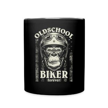 Old School Biker Forever I Gorilla Motorrad Bike - Tasse einfarbig - Schwarz - Vorne