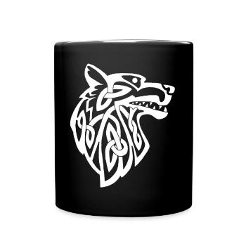 loup blanc viking - Mug uni - noir - Devant