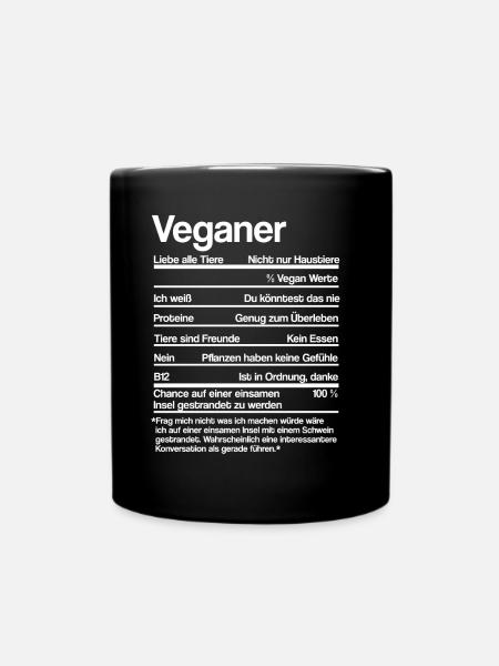 VEGANER NÄHRWERTE - Tasse einfarbig - Schwarz