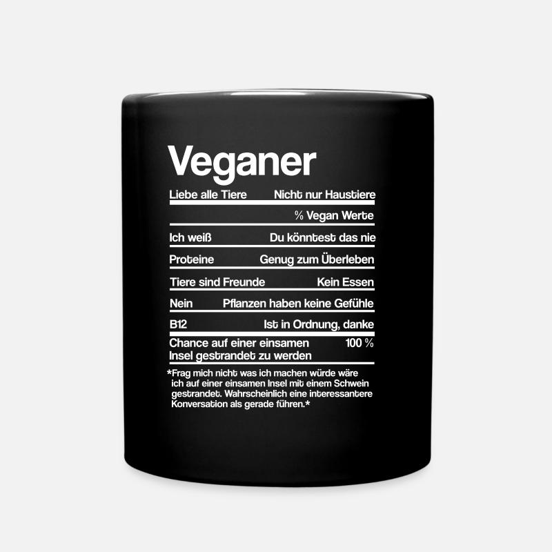 VEGANER NÄHRWERTE - Tasse einfarbig - Schwarz