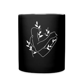 Woman flower vines bright - Full Colour Mug - black - Front