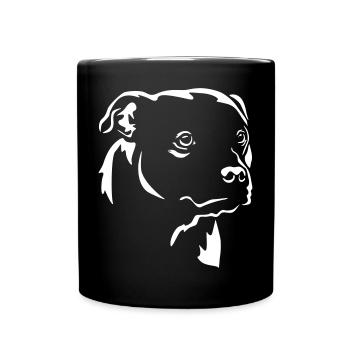 Staffordshire Bull Terrier head "Black Edition" - Full Colour Mug - black - Front