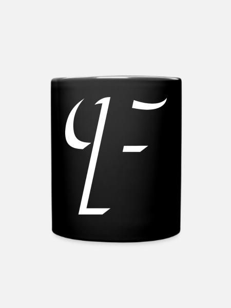 Letter F, Name, der Buchstabe F - Tasse einfarbig - Schwarz