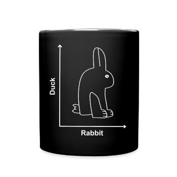 Kaninchen Ente Lustige Tiere - Tasse einfarbig - Schwarz - Vorne