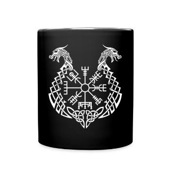 White dragon and Viking compass - Full Colour Mug - black - Front