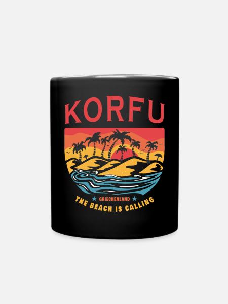 Korfu Griechenland Beach Design - Tasse einfarbig - Schwarz