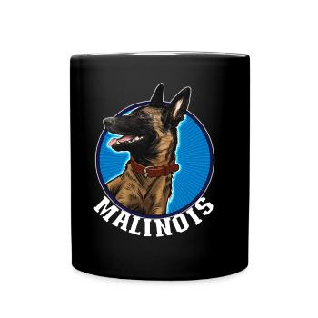 Belgian Malinoise Dog Art - Full Colour Mug - black - Front